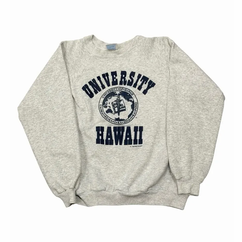 Vtg Rare 80’s University of Hawaii Hanes Fleece Crewneck Sweater Size Large